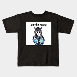 Warrior Mama - brunette Valkyrie Mom with twins Kids T-Shirt